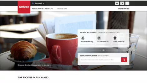 Zomato auckland homepage