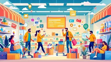 Australian shoppers electronics household items online shopping eofy sale bustling retail scene