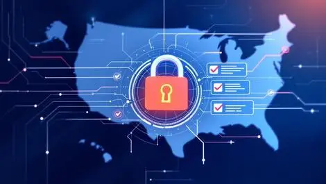 Secure digital lock us map automated cybersecurity compliance processes