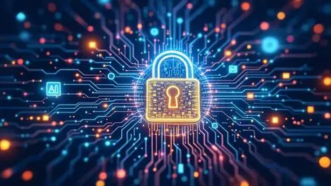 Detailed illustration padlock ai elements circuit patterns advanced protection