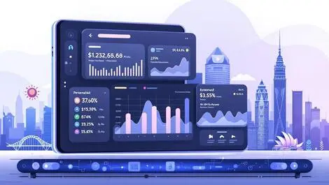 Digital bank interface personalized charts financial ai data flow global