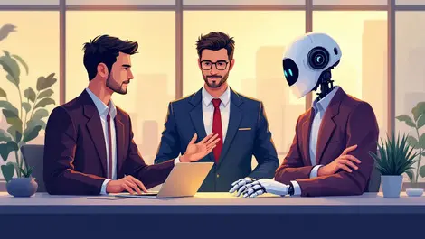 Australian business executives ai robots modern office trust integration