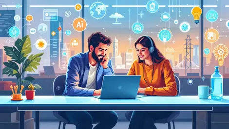 Young entrepreneurs collaborating around table ai fintech consumer products infrastructure modern office asia pacific india innovation energy