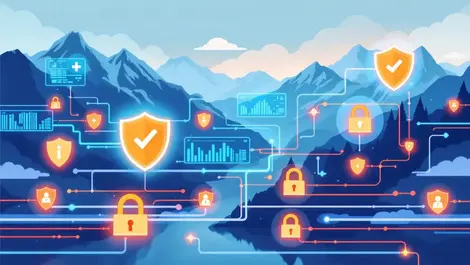 Secure digital data flows encryption shields swiss alps cybersecurity preparation