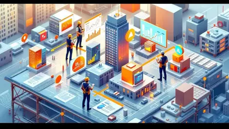 Engineers collaborating digital infrastructure model ai integration smart buildings