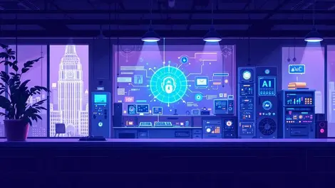 Modern laboratory advanced ai computers inside uk government building secure collaboration