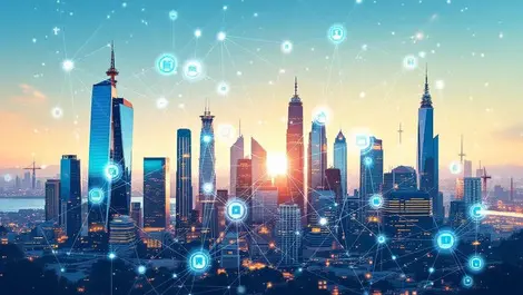 Modern australian city skyscrapers ai automation digital networks integration