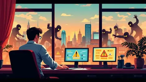 Business office australian landmarks cybersecurity alert professional monitoring