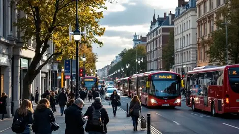 Wireless antennas on streetlights urban uk busy street mobile connectivity