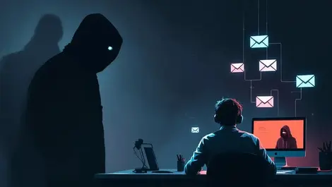 Nz office worker shadow hooded hacker deepfake phishing threats