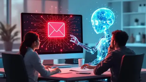 Office workers guided by friendly ai away from phishing email