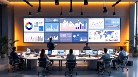 Global digital ad control room ai optimization dashboards scene
