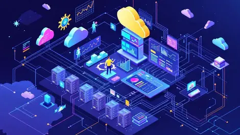 Isometric apac data center control room hybrid cloud observability