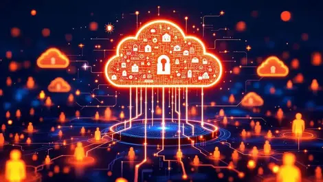 Glowing cloud shield identity security ai access control network