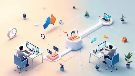 Isometric australian insurance office workflow underwriting claims