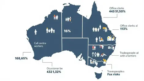 Australia map shows AI risk for clerks & telemarketers